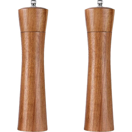 Wooden Salt and Pepper Grinder Set, Manual Wood Pepper Mill and Salt Grinder 8 inch color box