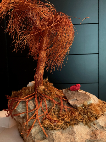 2 Piece Organic Modern Copper Wire Tree Sculpture; Steck Style