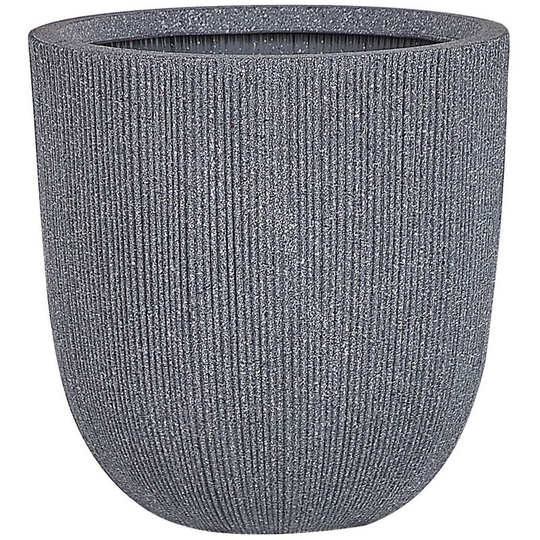 Beliani - Modern Outdoor Plant Pot Planter Tall Round 38 x ø 37 cm Grey Chios - Grey