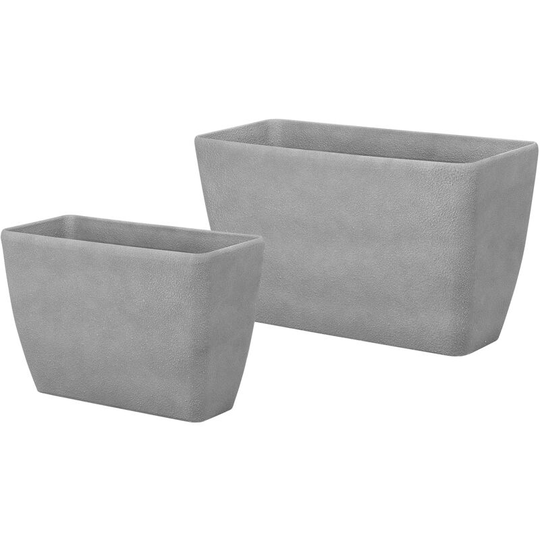 Beliani - Modern Outdoor Patio Garden Flower Pot Planters Set of 2 Stone Grey Baris - Grey