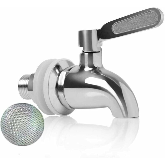 Beverage Dispenser Faucet Replacement, Starlight Stainless Steel Wine and Beer or Beverage Barrel Faucet, Wear-Resistant, 16mm Dispenser Replacement