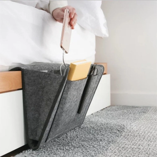 Bedside Organizer, Perfect For Magazine, Glasses & Dairy. Pockets, Couch Storage Organization, Laptop Holder, Bedside Caddy