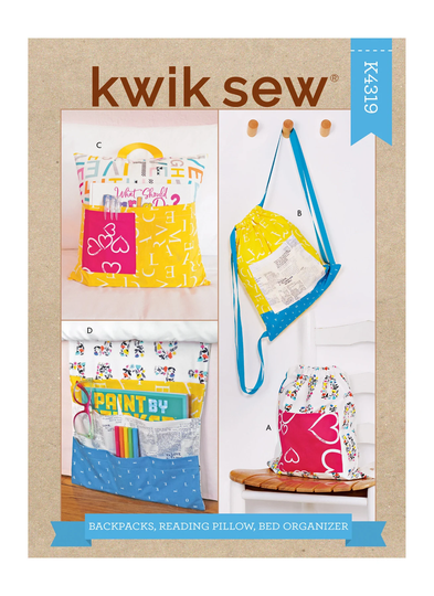 Backpacks, Reading Pillow, Bed Organizer Kwik Sew Sewing Pattern K4319