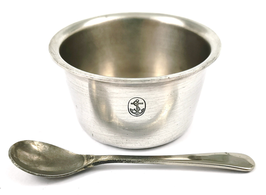 Vintage Salt, Open Silver Plate, Table Deco, Walker & Hall, Anchor Badge, Maritime Interest, Shipping Tableware, Salt With Spoon