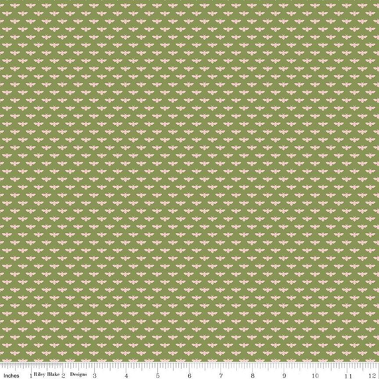 Bumble Bees - Green Tea With Bea By Katherine Lenius Riley Blake Designs Quilting Cotton Fabric C10497-Green