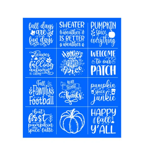 Fall Stencils | Shelf Sitter Sign Reusable Adhesive Silkscreen Stencil Wood Chalk Painting Pumpkin Sign Seasonal Fridge