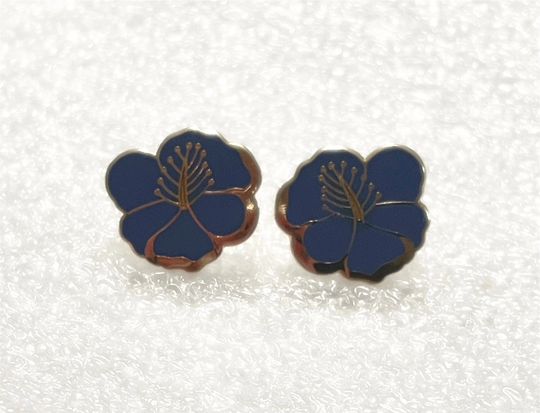 Laurel Burch Hibiscus Earrings - Periwinkle Blue Collectible Retired Design & Discontinued Jewelry Line Vintage