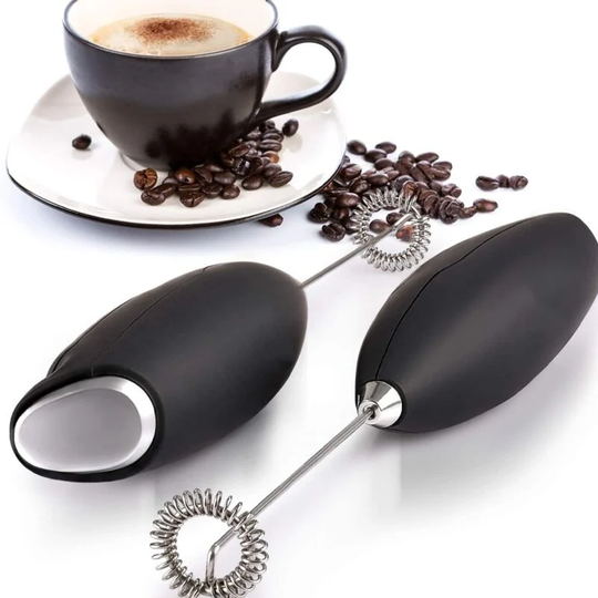 Portable Milk Frother for Lattes - Whisk Mixer for Coffee, Mini Frother for Cappuccino, Frappé, Matcha, Hot Chocolate (Black)