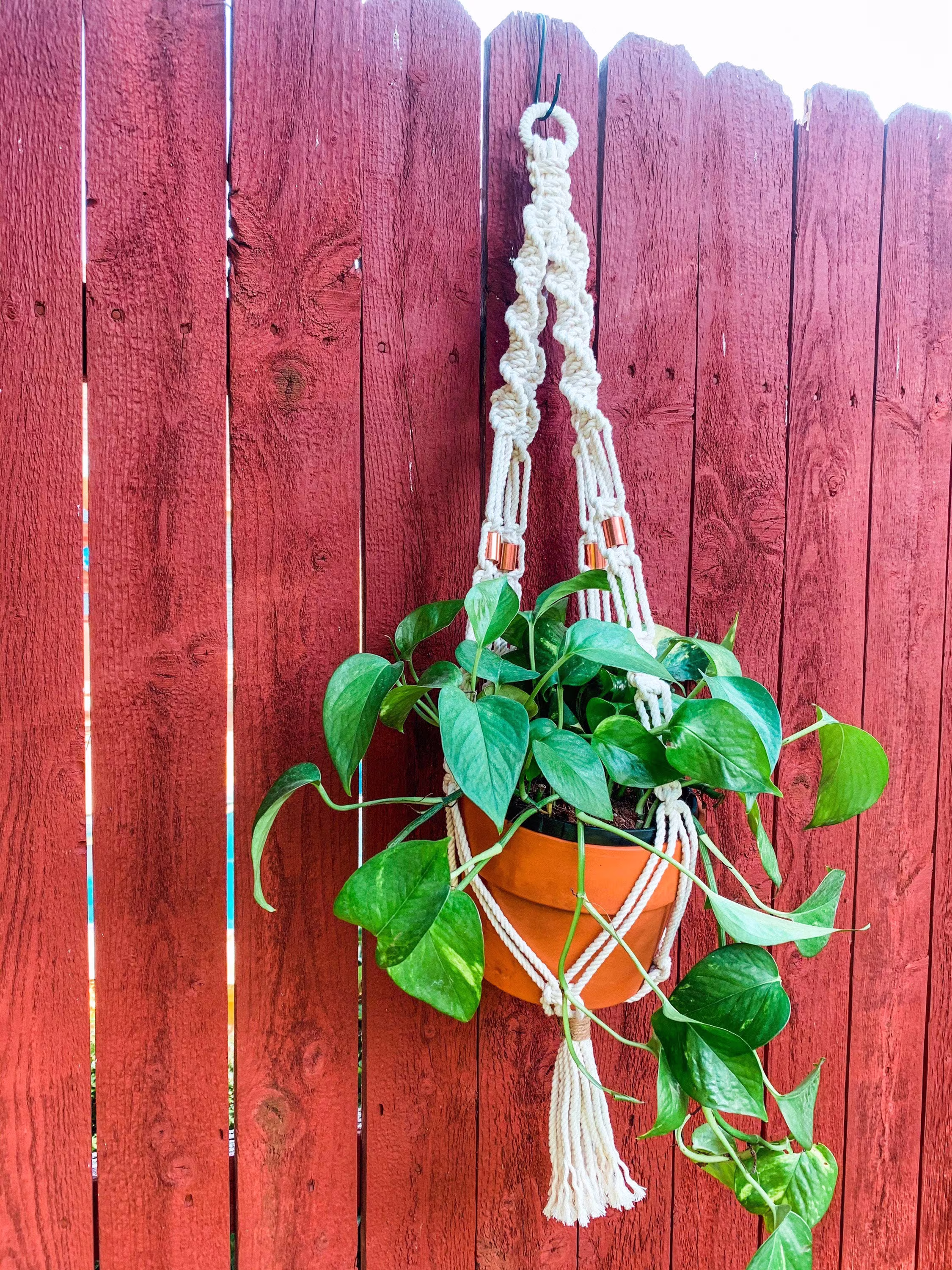 Copper Beads Handmade Macrame Plant Hanger | Hangers - Vintage Style