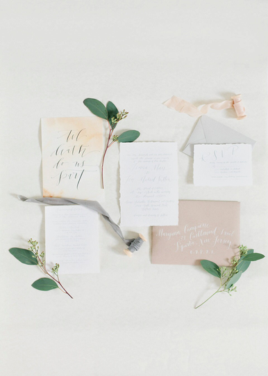 Custom Organic Calligraphy Invitation Printed On Cotton Hand Torn Paper Simple Handwritten With