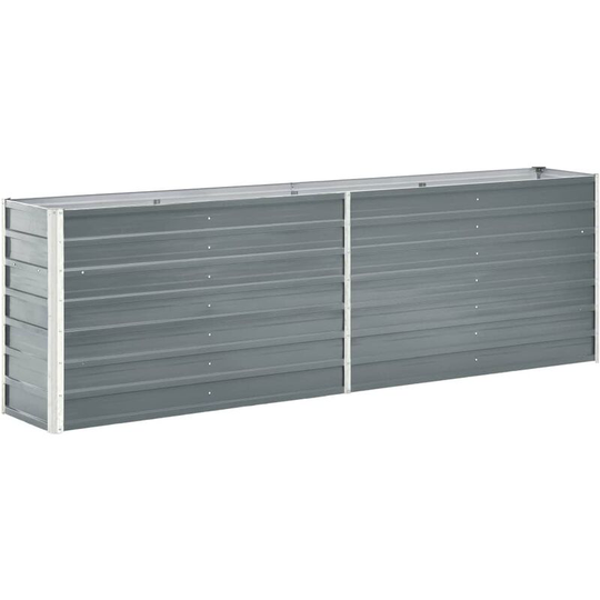 Topdeal - Garden Planter Galvanised Steel 240x40x77 cm Grey VDTD30189