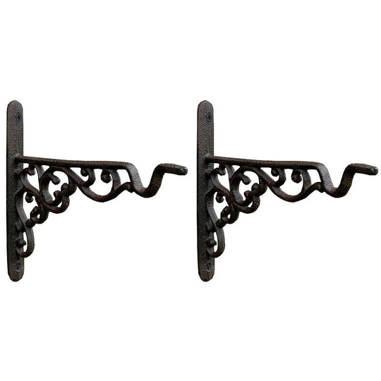 Selections - Cast Iron Decorative Hanging Basket Bracket 20cm (Set of 2)