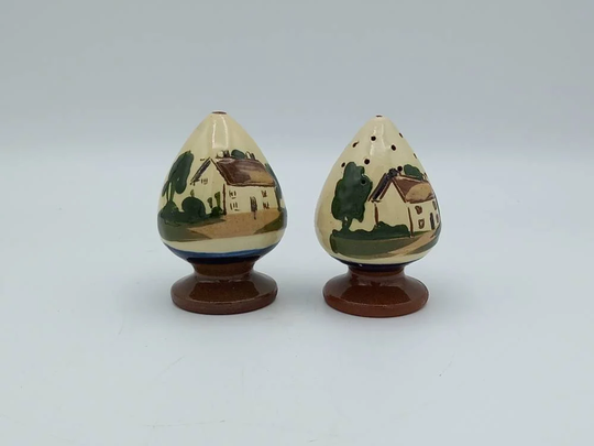 Motto Ware Pot, Vintage Ceramic Salt & Pepper Shakers - No Stoppers