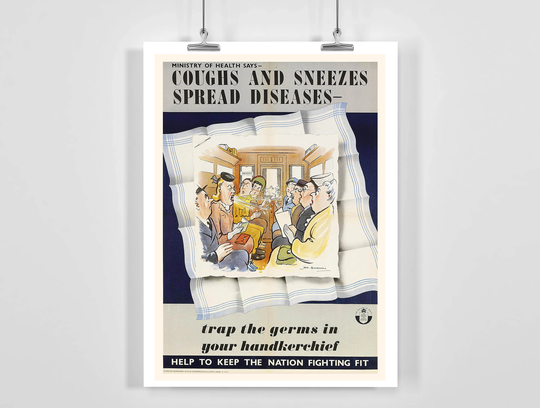 Coughs & Sneezes Spread Diseases Vintage Advertising Poster - Framed/Unframed