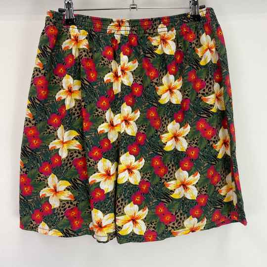 Vintage 1990S Hawaiian Hibiscus Flower & Leopard Print Shorts - 28