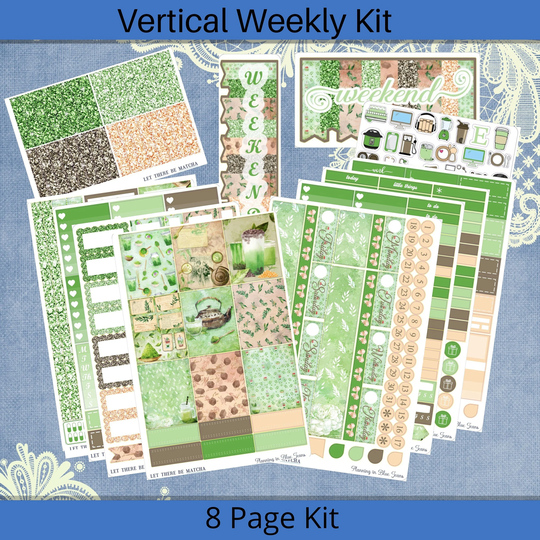 Vertical 2021 - Let There Be Matcha Planner Sticker Weekly Kit 4, 6, 8 Page Or A La Carte