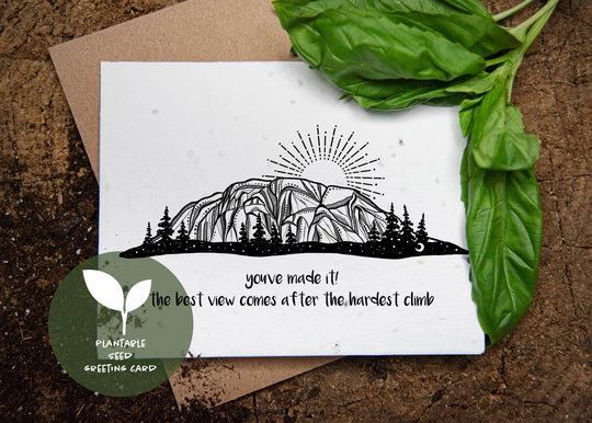 You Made It Card, Plantable Seed Basil Paper, Mountain Greeting Card For Hiking, Encouraging Wildflower