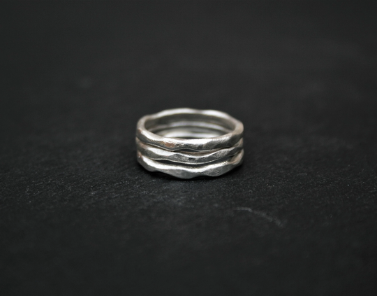 Organic Sterling Silver Stacking Rings - Ladies Ring Set Eco Friendly Recycled Jewellery