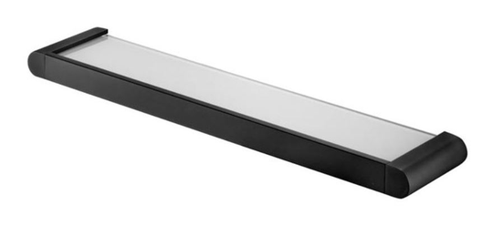 Bisk - Below Mirror Ledge Tempered Glass Shelf Bathroom Black Powder Coated Zamak