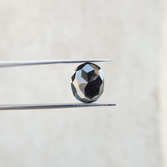 2.80Ct Oval Rose Cut Salt & Pepper Loose Moissanite, Grey Moissanite For Engagement Ring, Colored Anniversary Gift