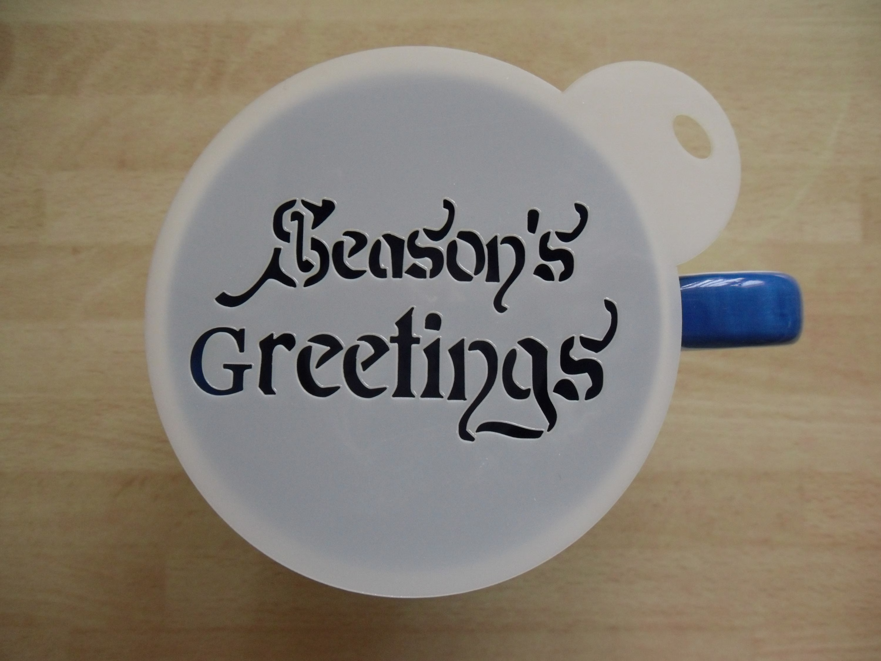 Unique Bespoke New 100mm Season's Greetings Craft & Coffee Stencil