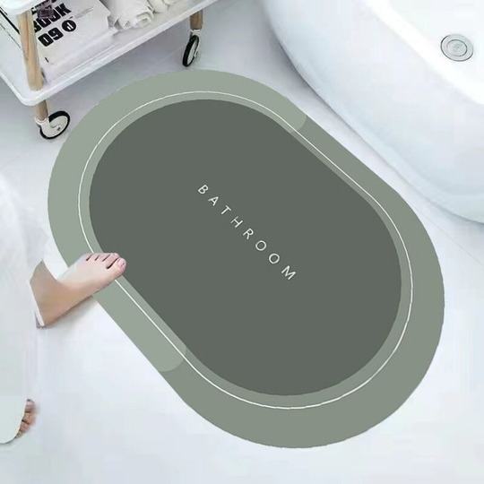 Soft Diatomaceous Mud Floor Mat Diatomite Absorbent Foot Pad Non-Slip Quick-Dry Home Bathroom Mat in Floor Mat (40*60cm*, 2 Pieces, Matcha Oval)
