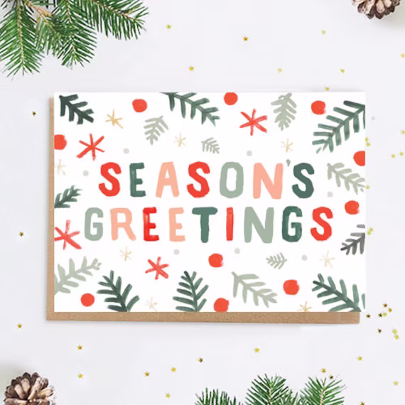 Season's Greetings Folky Christmas Greeting Card