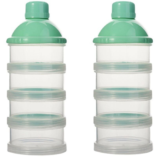 Set of 2 Milk Dosing Boxes, Milk Powder Doser, Milk Powder Dispenser, Baby Milk Powder Dispenser, Portable Baby Food Container (Green)