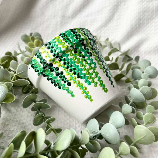 Hand Painted String Of Pearls Plant Pot