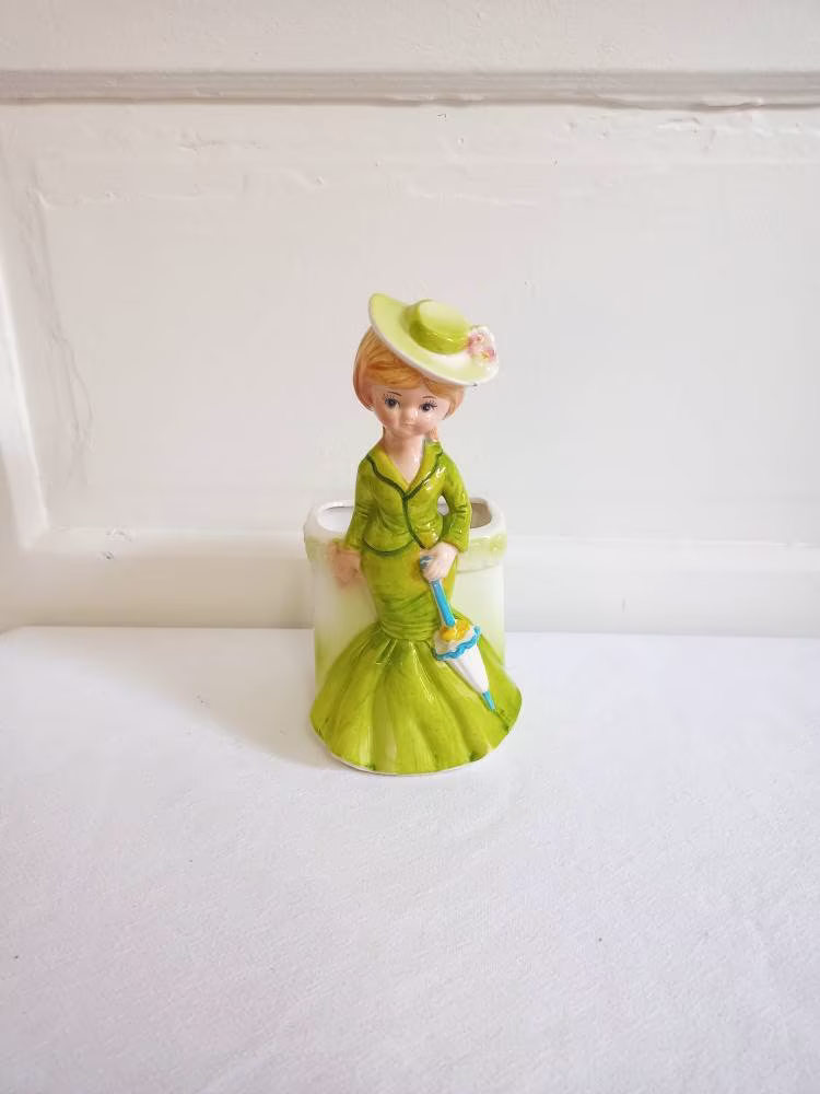 Relpo Lady With Parasol Planter Vintage 1950's