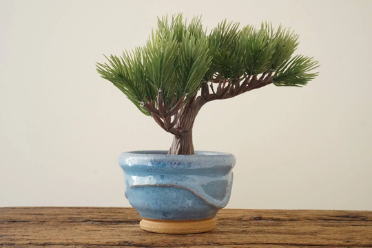 Bonsai Pot. Mame Blue Bonsai Handmade Wheel Thrown Studio Pottery. G1038x