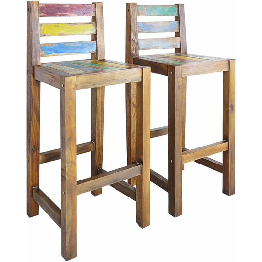 Bar Stools 2 pcs Solid Reclaimed Wood VDTD11748 - Topdeal