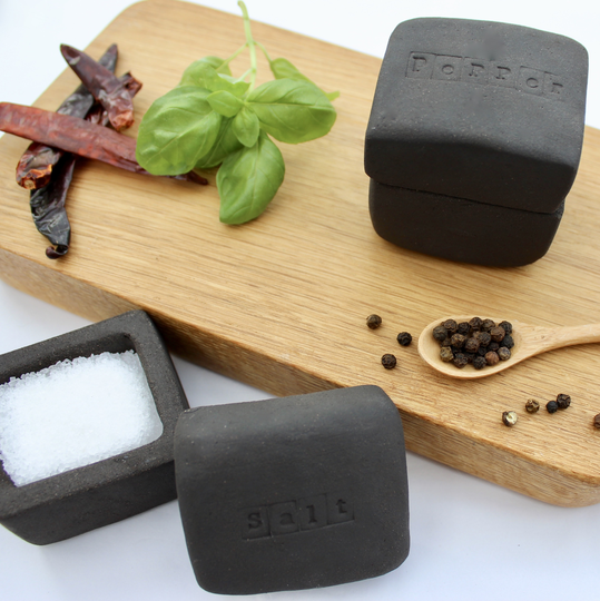Black Clay Salt And Pepper Pots