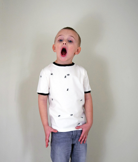 Kids Organic T-Shirt, Toddler Tee, Ants Print, Fun Clothing, Black Bug Pattern