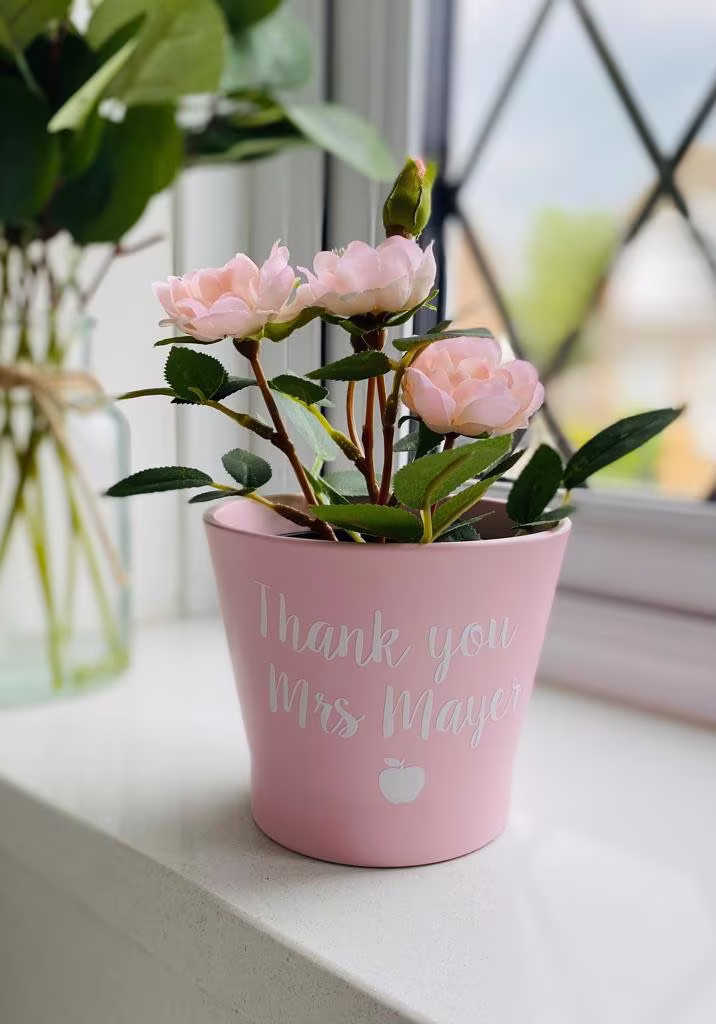 Teacher Thank You Plant Pot End Of Term Gift Personalised Flower Planter Teaching Assistant Classroom Helper