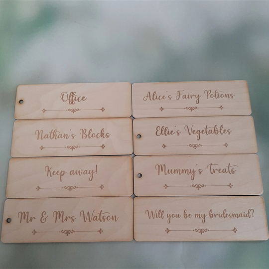 Customised Wooden Tag - Personalized Tags Names Engraved Bookmarks With Holes Address Signs Labels Name Plaque