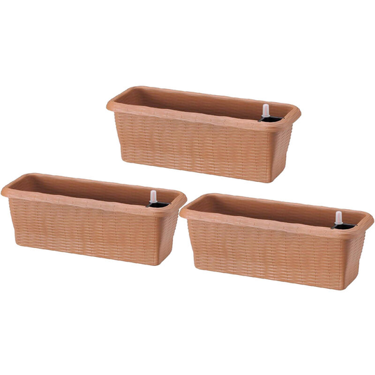 Frankystar - Straw - Set of 3 self-watering planters for indoor and outdoor use. Set of 3 flower boxes 40x20x17,5h with self-watering system colour