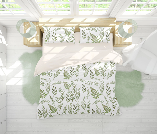 Ferns & Herbs in Sage Green Duvet Cover Or Comforter, For Twin, Twin Xl, Full, Queen & King Size Inserts, Relax, Gift, Christmas, Dorm