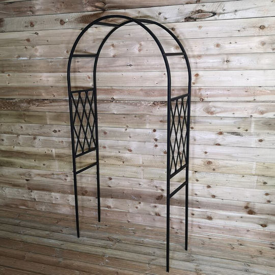 Samuelalexander - 7.5ft (2.28m x 1.1m) Tom Chambers Climbing Rose Arch Trellis Black Powder Coated Metal Steel Garden Flower Arch