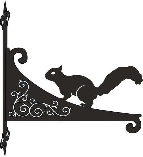 Red Squirrel Ornamental Scroll Hanging Bracket