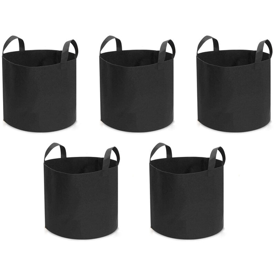 Vegetable Grow Bags 10 Gallon Breathable Garden Plant Growing Bag with Strap Handles 5Pcs