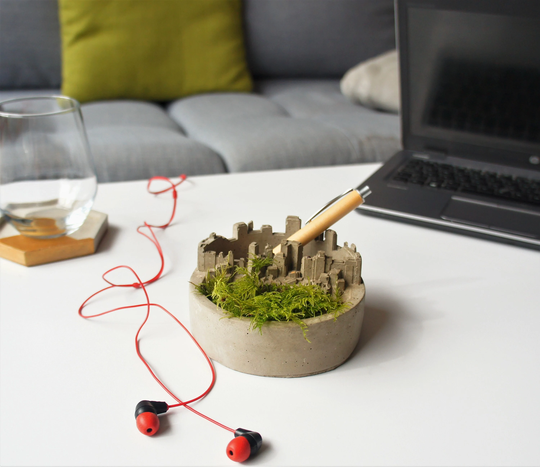 Moss Garden - Decorative Concrete Mini City Planter Handmade in The UK Gifts For Him Or Her Desk Decor