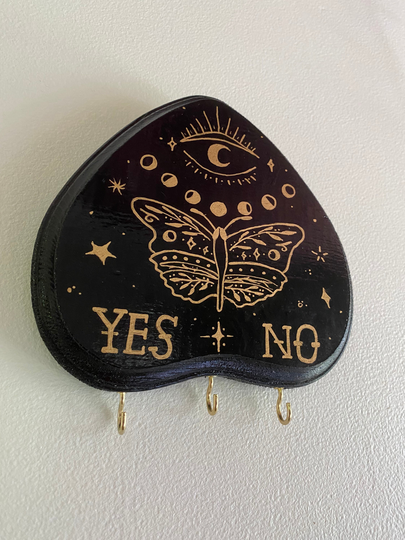 Large Planchette Jewelry Holder Wood Organizer Wall Mount Necklace Hanger Witchy Decor Art