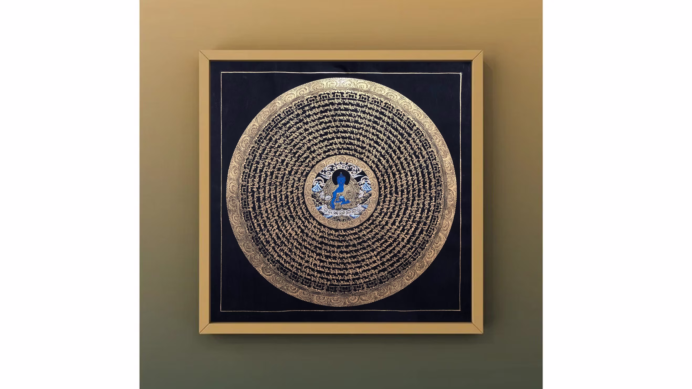 Healing Medicine Buddha Mandala Thangka, Handmade Art For Yoga, Meditation & Decoration