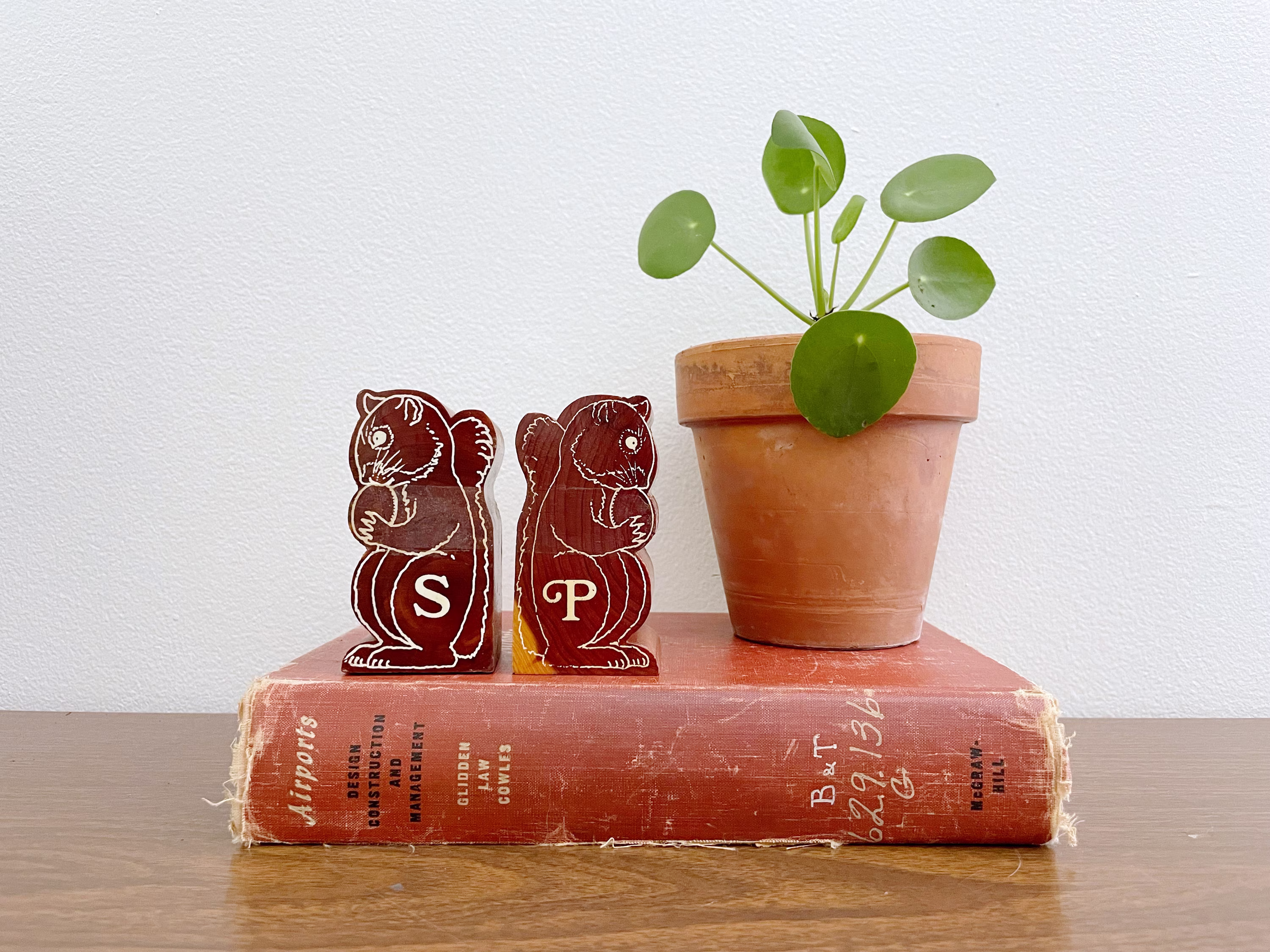 Vintage Wooden Squirrel Salt & Pepper Shakers