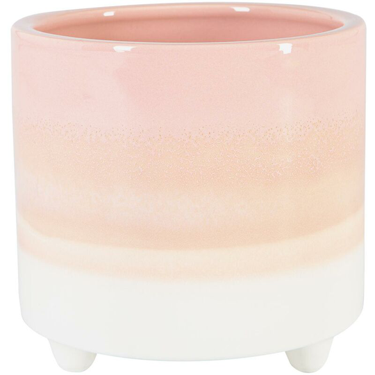 Reactive Glaze Footed Plant Pot - 14cm - Pink - Nicola Spring