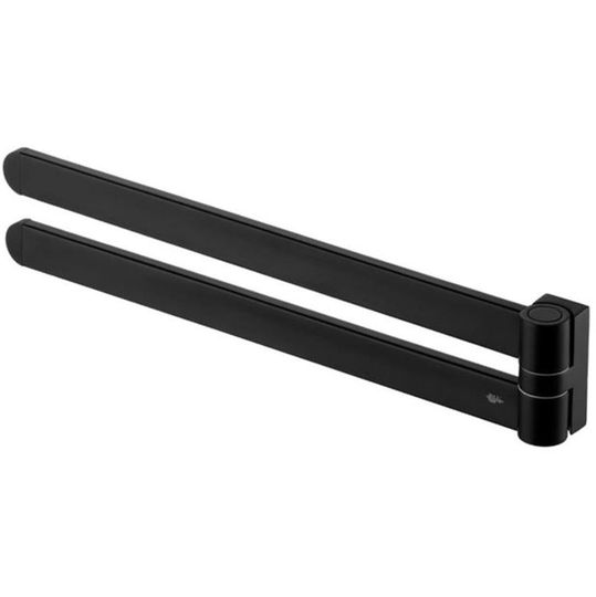 Bath Rack Movable Double Towel Bar Hanger Bathroom Black Powder Coated Zamak