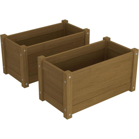 Garden Planters 2 pcs Honey Brown 60x31x31 cm Solid Pinewood vidaXL - Brown