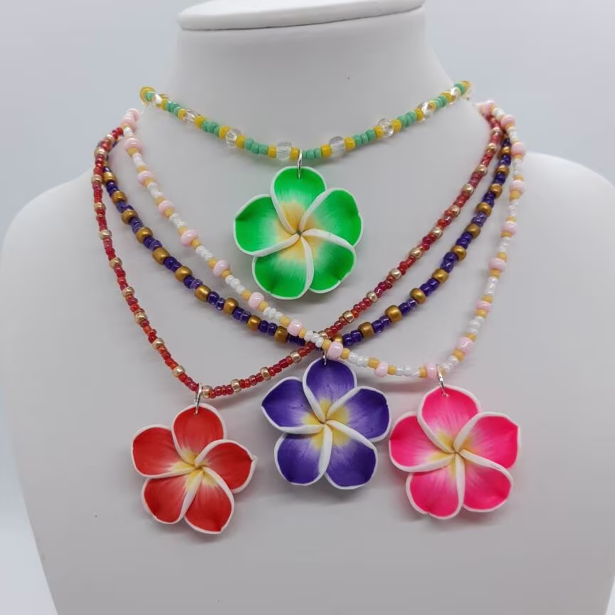 Gorgeous Beaded Hibiscus Flower Necklace