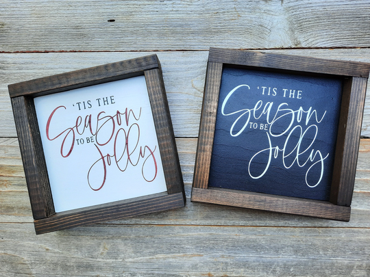 Tis The Season To Be Jolly Rustic Framed Wood Christmas Sign
